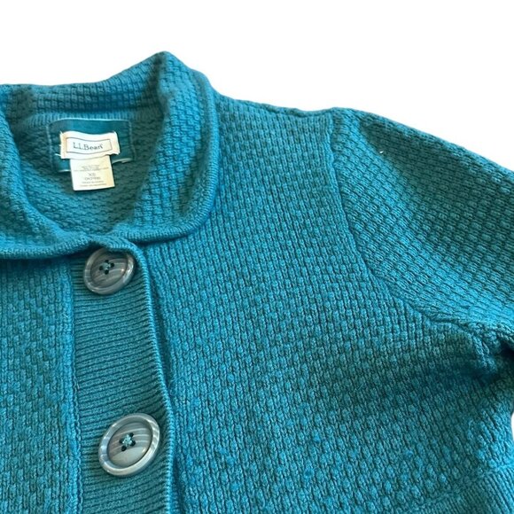 LL Bean Teal Button-Down Cardigan Sweater Vintage Angora Cotton Size XS Women's - Picture 5 of 11
